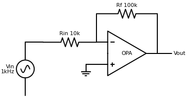 inverting amplifier by schemdraw